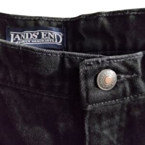 EUC Lands' End Black classic straight leg jeans Size 37 plain pocket - preppy